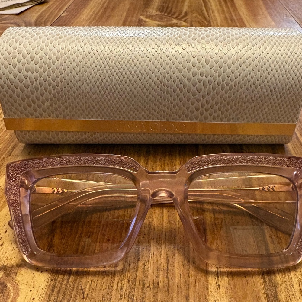 Jimmy Choo Blush Square Sunglasses with Textured Case